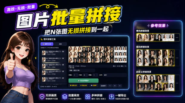 图片批量拼接工具,把N张图无损拼接到一起,支持横向、竖向、自定义等功能-勇哥博客