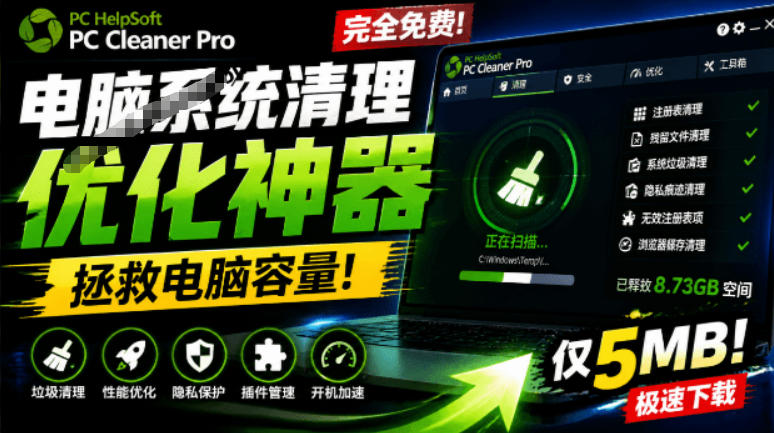 轻松吊打Win系统自带工具!电脑清理神器,拯救电脑容量,仅5MB,完全免费使用PC Cleaner Pro-勇哥博客