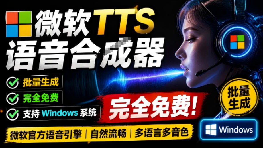 微软TTS免费语音配音生成器,完全免费,支持多语音、多音色选择,Windows系统专用TTS语音合成器-勇哥博客