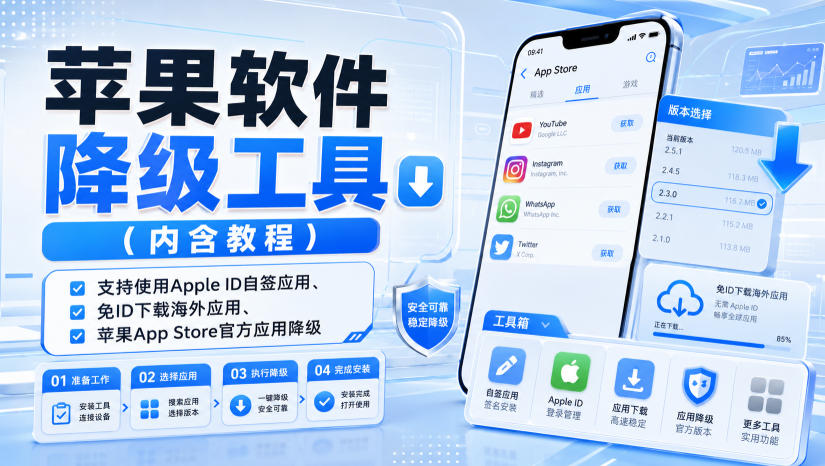 苹果应用降级全能工具箱:免ID下载海外App,官方应用版本随心切换-勇哥博客